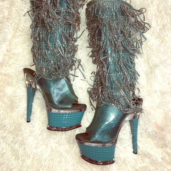 pleaser fringe boots